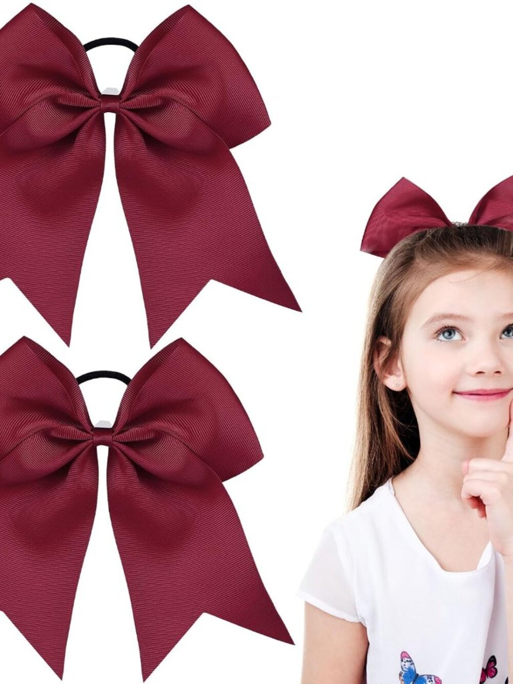 2 Pack Large Cheerleading Hair Bows,Maroon